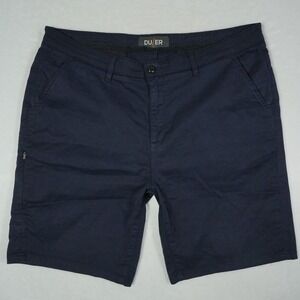 DU/ER Live Free Journey Shorts Mens 36 Navy Blue Stretch Performance 9 Inseam